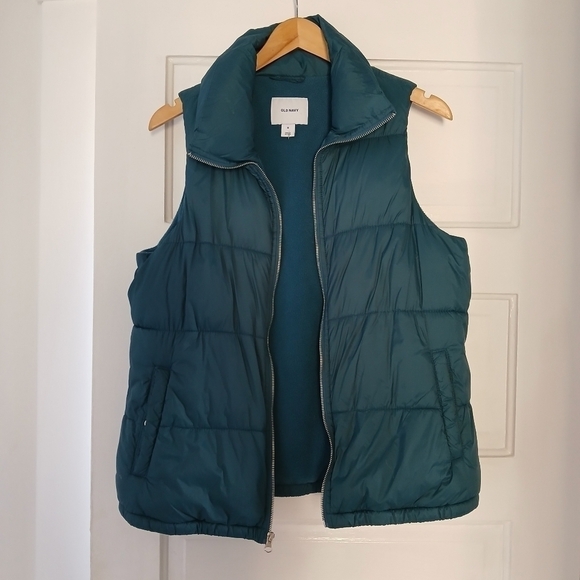 Old Navy Vest 2018 Puffer Zip Up Side Pockets Teal - Picture 5 of 10
